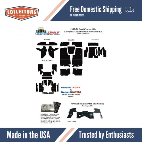 Insulation Sound Deadener Kit for 57-58 Ford Convertible Acoustishield Complete Insulation Sound Deadener Kit for 57-58 Ford Convertible Acoustishield Complete