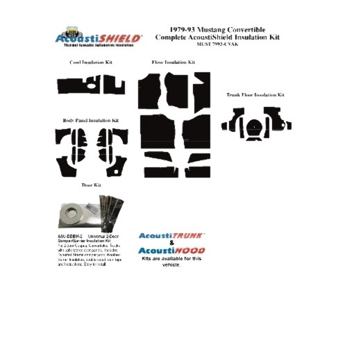 Insulation Sound Deadener Kit for 79-93 Ford Mustang Convertible Shield Complete