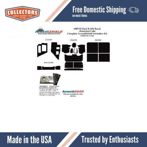 Insulation Sound Deadener Kit for 87-91 Ford Truck Extended Cab Pickup Complete
