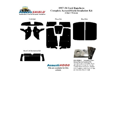 Insulation Sound Deadener Kit for 1957-58 Ford Ranchero Acoustishield Complete