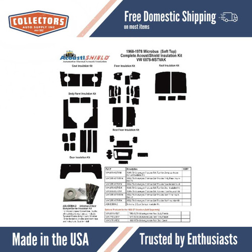 Insulation Sound Deadener Kit for 1968-78 Volkswagen Microbus Complete Soft Top
