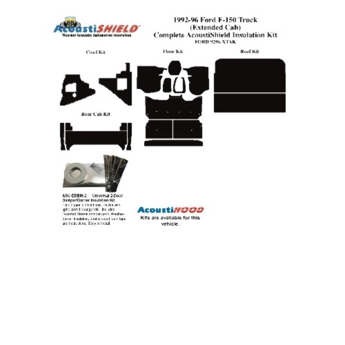 Insulation Sound Deadener Kit for 92-96 Ford Truck Extended Cab Pickup Complete