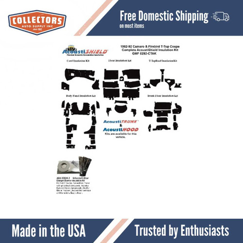Insulation Sound Deadener Kit for 1982-92 GMF T-Top Coupe Acoustishield Complete Insulation Sound Deadener Kit for 1982-92 GMF T-Top Coupe Acoustishield Complete