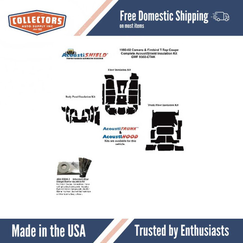 Insulation Sound Deadener Kit for 93-02 Chevrolet, Pontiac T-Top Coupe Complete