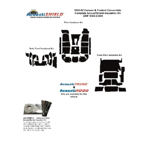 Insulation Sound Deadener Kit for 93-02 Chevrolet, Pontiac Convertible Complete