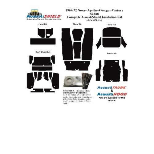 1968-1972 Pontiac Catalina, Chevrolet Impala, Pontiac GTO, Insulation Sound Deadener Kit 