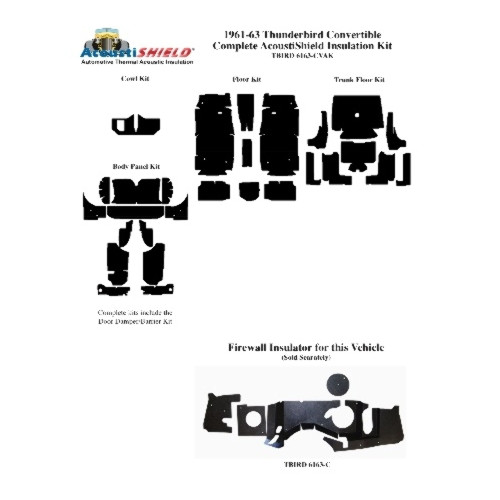 Insulation Sound Deadener Kit for 1961-63 Ford Thunderbird Convertible Complete
