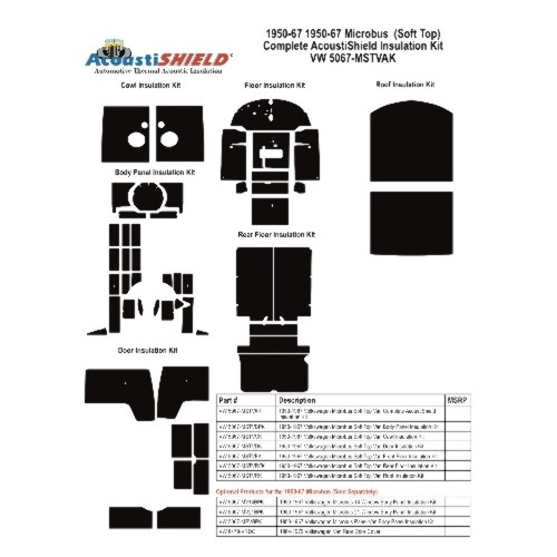 Insulation Sound Deadener Kit for 1950-67 Volkswagen Microbus Complete Soft Top