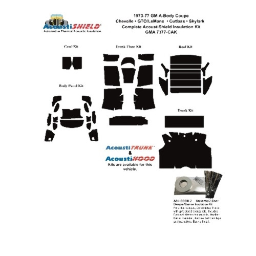 1973-1977 Buick Century, Chevrolet Chevelle, Pontiac LeMans, Insulation Sound Deadener Kit GMA 7377-CAK