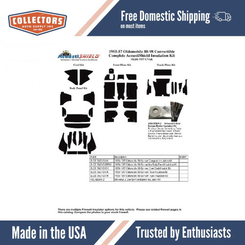 Insulation Sound Deadener Kit for 55-57 Oldsmobile 88 Convertible Complete