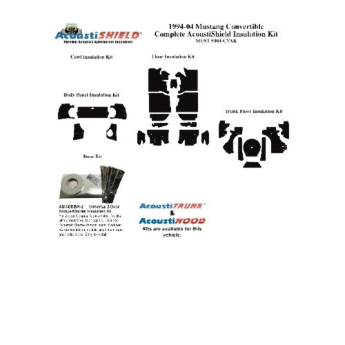 Insulation Sound Deadener Kit for 94-04 Ford Mustang Convertible Shield Complete