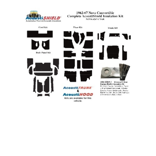 Insulation Sound Deadener Kit for 62-67 Nova Convertible Acoustishield Complete