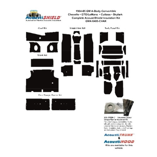 1964-1965 Chevrolet Chevelle, Chevrolet Impala, Pontiac Catalina, Insulation Sound Deadener Kit GMA 6465-CVAK