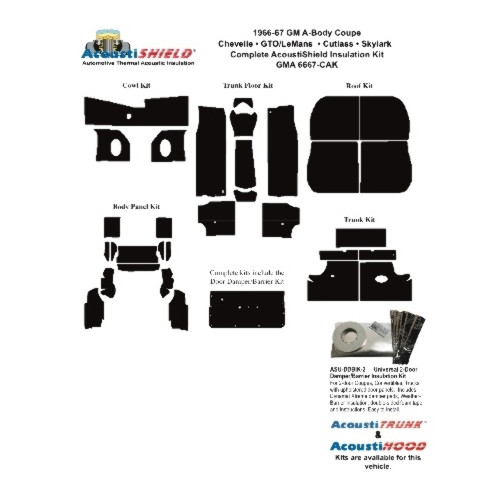 1966-1967 Chevrolet Chevelle, Chevrolet Impala, Pontiac GTO, Insulation Sound Deadener Kit GMA 6667-CAK