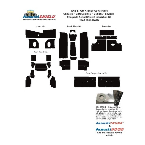 1966-1967 Chevrolet Chevelle, Chevrolet Impala, Pontiac Catalina, Insulation Sound Deadener Kit GMA 6667-CVAK