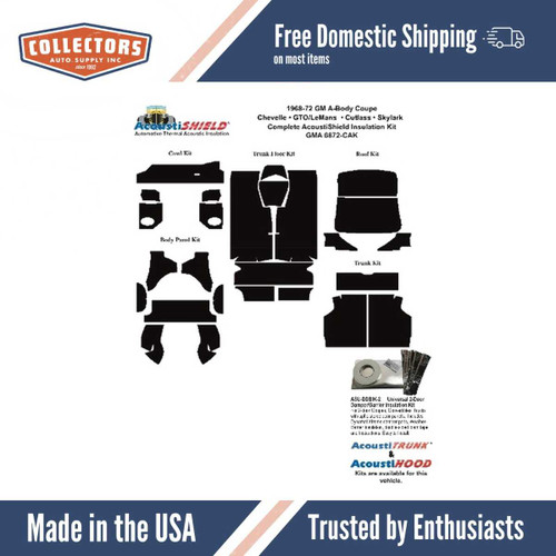 1968-1972 Pontiac Catalina, Chevrolet Chevelle, Oldsmobile Cutlass, Insulation Sound Deadener Kit GMA 6872-CAK