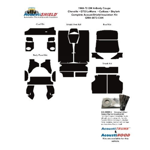 1968-1972 Pontiac Catalina, Chevrolet Chevelle, Oldsmobile Cutlass, Insulation Sound Deadener Kit GMA 6872-CAK