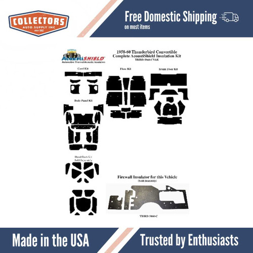 Insulation Sound Deadener Kit for 1958-60 Ford Thunderbird Convertible Complete