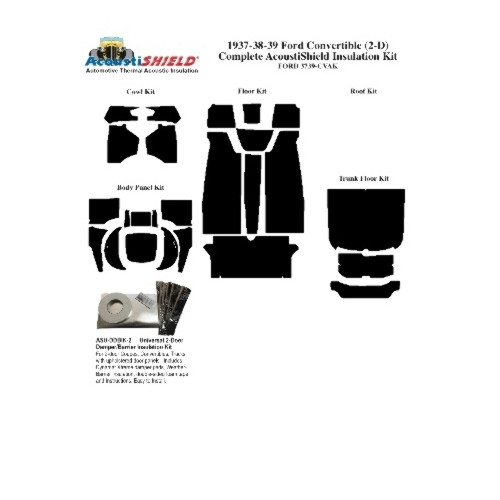Insulation Sound Deadener Kit for 37-39 Ford Convertible Acoustishield Complete