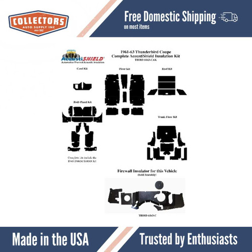 Insulation Sound Deadener Kit for 61-63 Thunderbird Coupe Acoustishield Complete