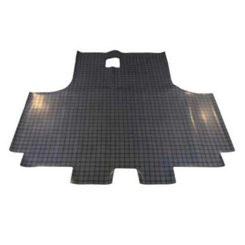 Trunk Floor Mat Cover for 1963-1965 Plymouth Valiant 2DR, Gray Herringbone Rubber, Front Area Protection, US-Made OEM Design.