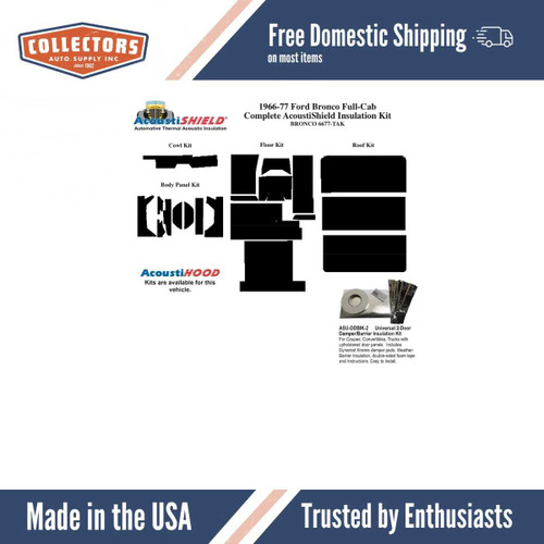 Firewall Insulator w/ Kick Panel HeatShield Insulation Piece for 1966-1977 Bronco