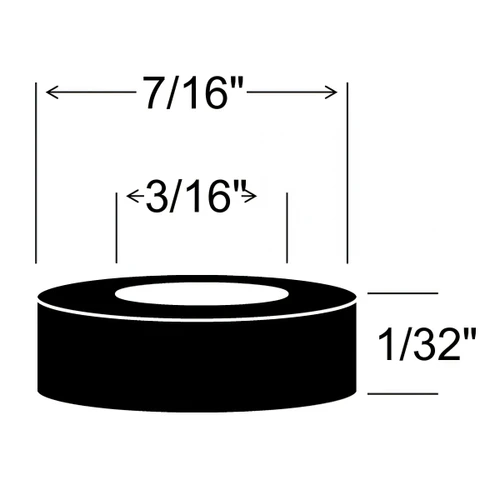 Neoprene Rubber Washer for Ford Vehicles - 1/32" thick x 3/16" ID x 7/16" OD - Product Visual - Collectors Auto Supply