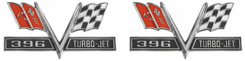 Fender Emblems for 1967 Camaro, Chevelle, El Camino, Impala 396 Turbo-Jet, Pair