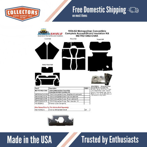 Complete Interior Insulation Kit for 1954-1962 Metropolitan Convertible