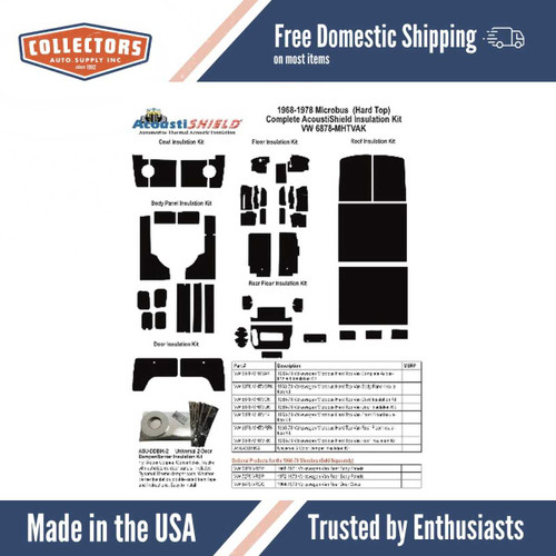 Complete Interior Insulation Kit for 1968-1978 Volkswagen Microbus Hard Top Van