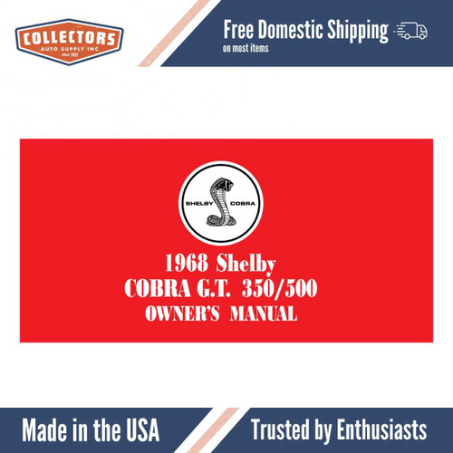 1968 Ford Mustang GT350, GT500 (Shelby Cobra) Owner's Manual - COLOR