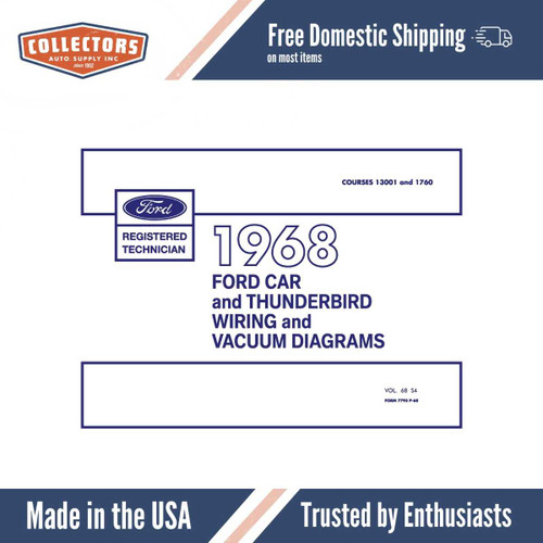 1968 Ford Car & Thunderbird Wiring and Vacuum Diagrams Manual - 11x17 inch COMB Bound