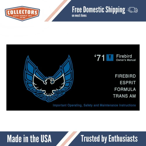 1971 Pontiac Firebird, Esprit, Formula, Trans Am Owner's Manual