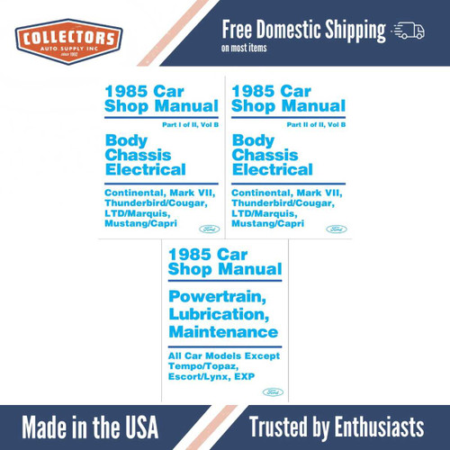 1985 Ford Mustang, LTD, Thunderbird, Cougar, Mark VII,  Continental Chassis, Body & Electric Shop Manual