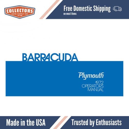 1972 Plymouth Barracuda Owner's Manual - COLOR