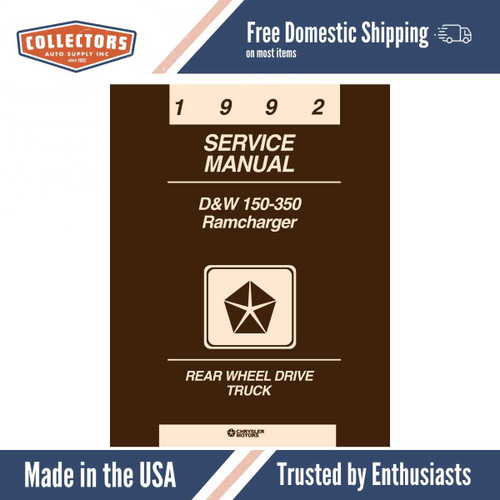 1992 Dodge D/W 150-350 Truck, Ramcharger Shop Manual