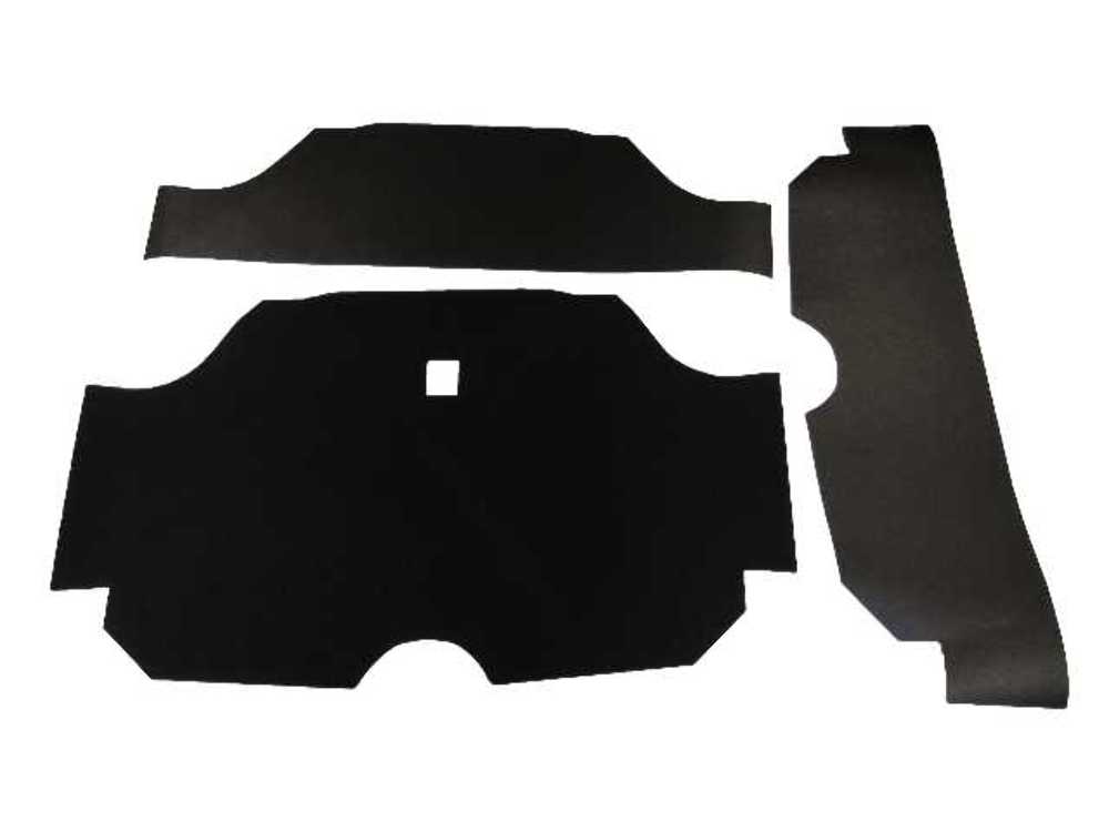 Trunk Floor Mat Cover for Classic Cadillac Fleetwood, Black Carpet 3pc Set, Protects Trunk from Spills, Mud, Snow, & Debris.