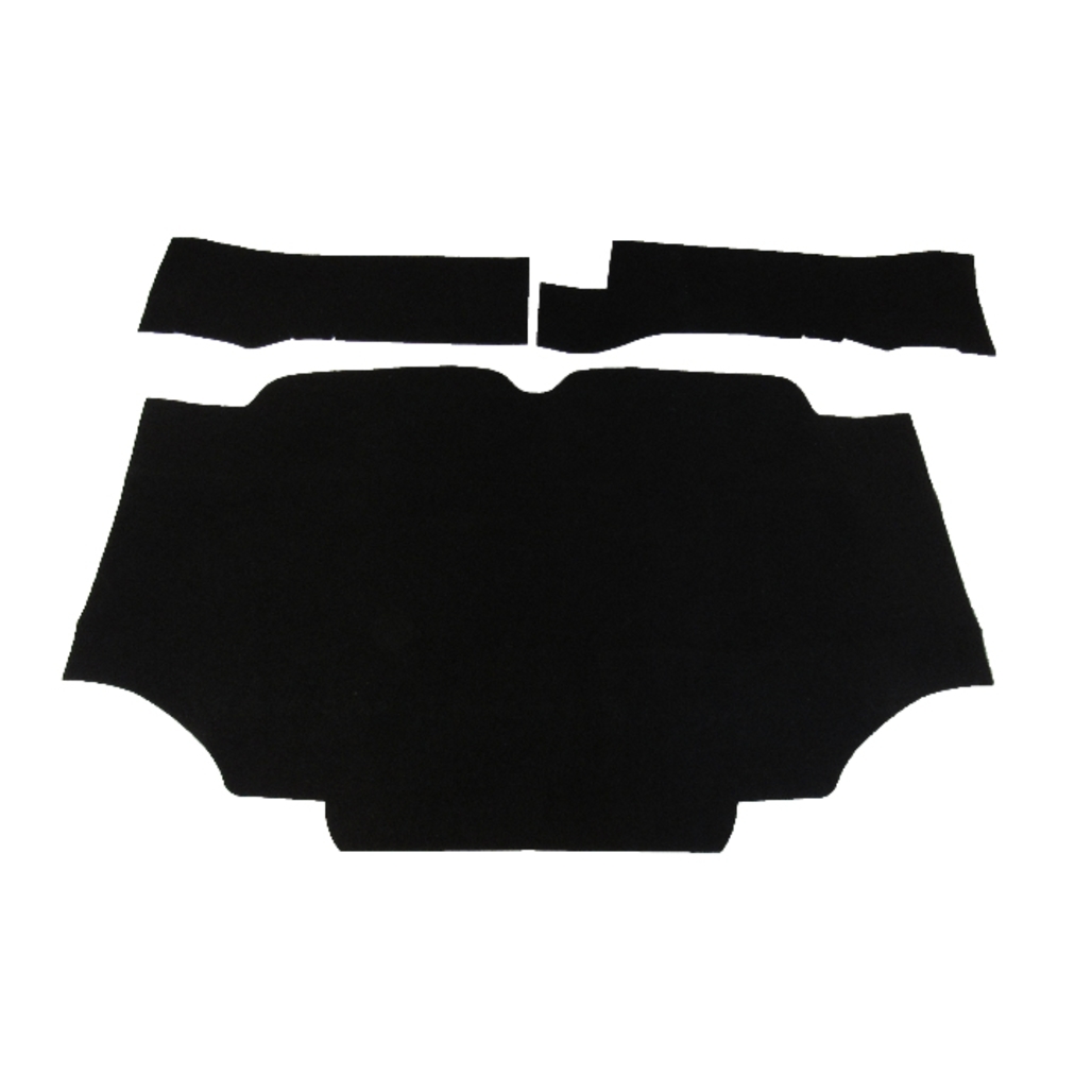 Trunk Floor Mat Cover for 1973 Cadillac Sedan DeVille Hardtop, Black Carpet Material, 3pc Set, US-Made OEM Replica