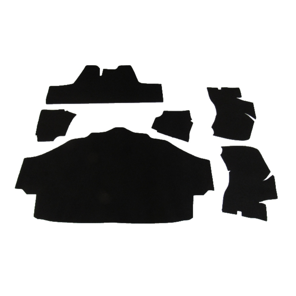 Trunk Floor Mat Cover for 1974 Cadillac Eldorado Convertible, Black Carpet Material, 6pc Kit, Made in USA