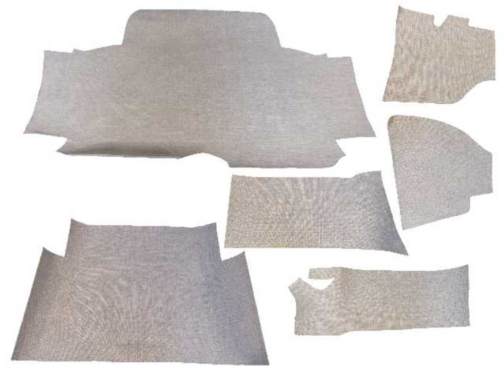 Trunk floor mat cover for classic Cadillac DeVille, gray tweed, protects trunk from spills, mud, snow, & debris.