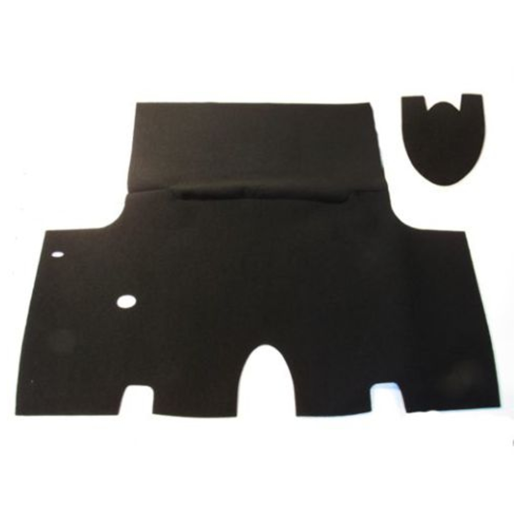 Trunk Floor Mat Cover for 1964-1966 Chrysler Imperial Convertible, Black Carpet Material, 2pc Set, Made in USA.