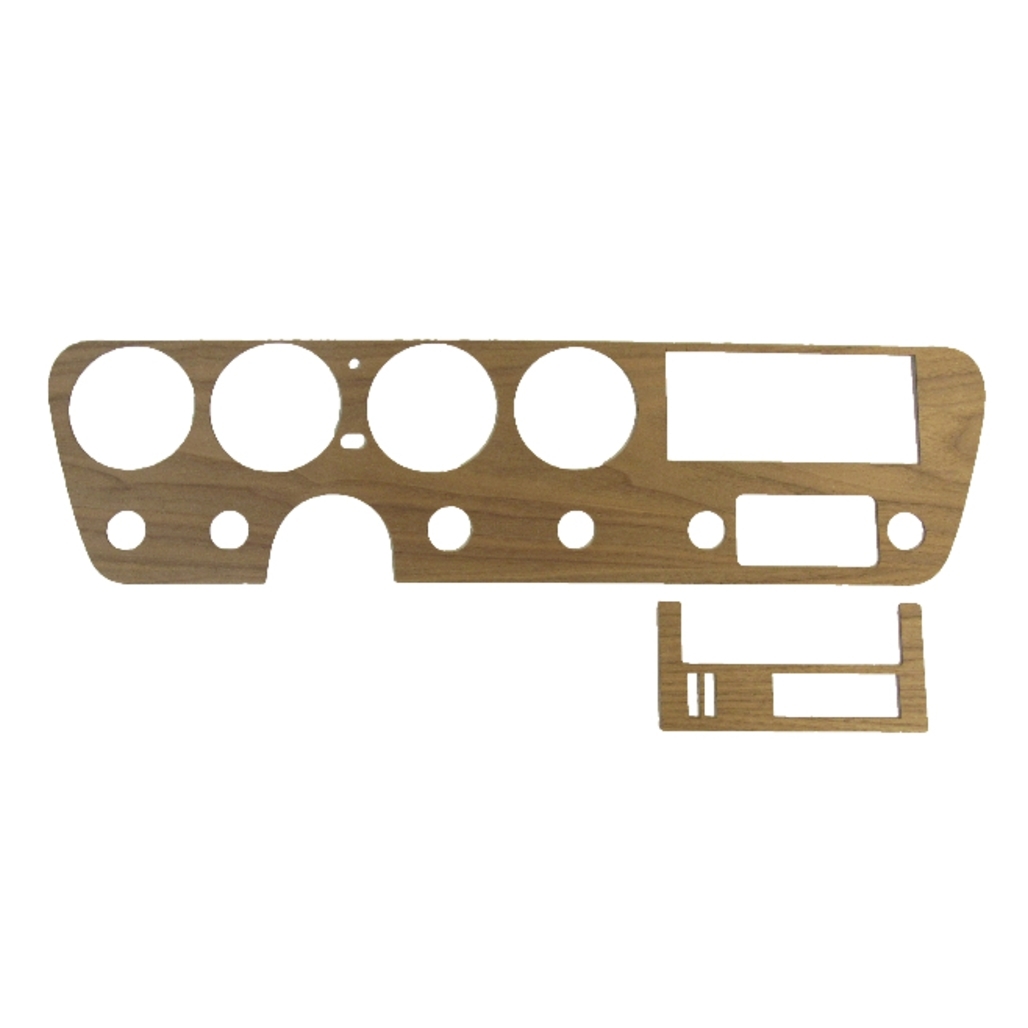 Dash Cover Insert Trim w/Air & Aluminum Backer Walnut Wood Veneer 2pc for 66 GTO