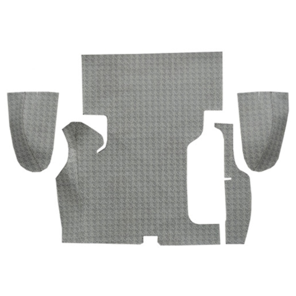 Trunk floor mat cover for 1957-1958 Buick Super 2DR Hardtop, modern black splash Burtex, precision-cut Auto-Grade carpet.