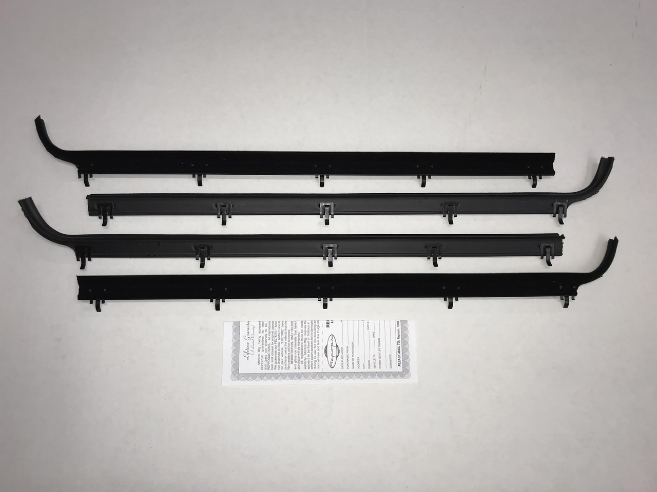 Window Sweeps Felt Kit Belt Line Weatherstrip for 1983-88 Ford Ranger Standard Cab Pickup - Left Right Black Authentic Pieces