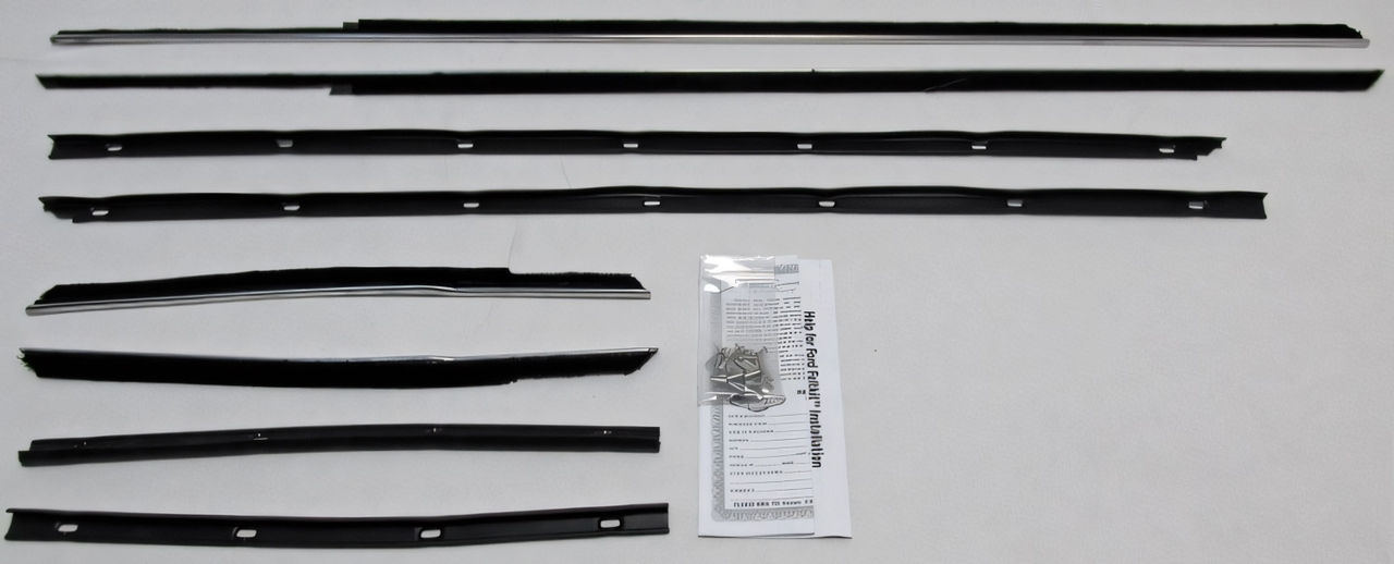 1967-68 Ford Galaxie Convertible Window Sweeps Felt Kit - 8 Piece OEM Quality Weatherstrip Set for Inner & Outer Areas