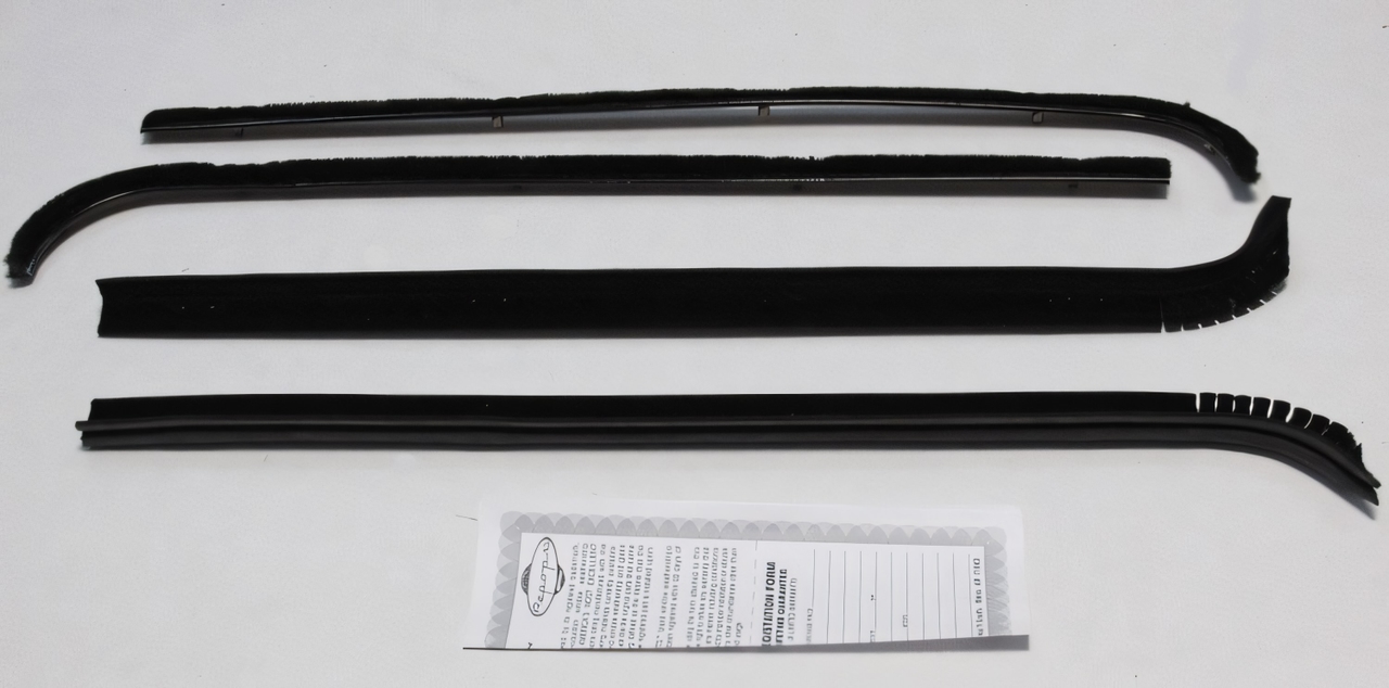1971-1972 Ford Truck Window Sweeps Felt Kit Weatherstrip Front Left Right 4 pcs Black - Inner Outer Replacement Kit