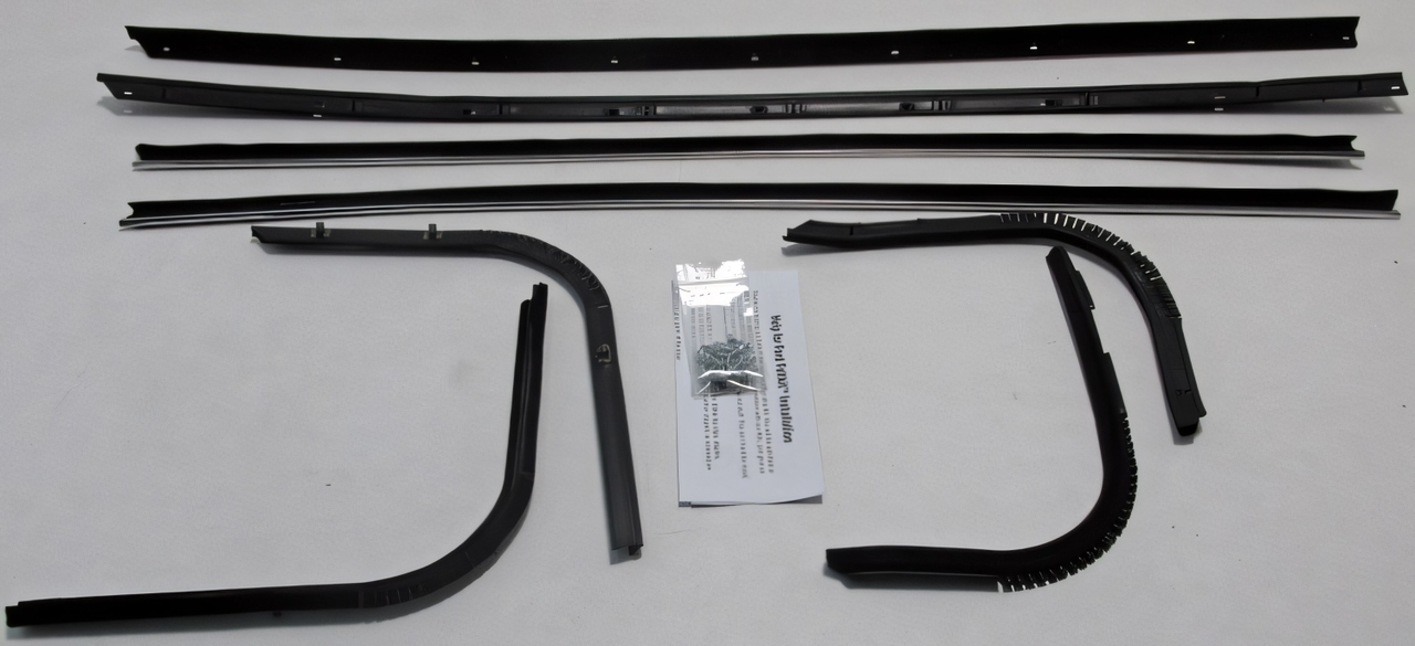 1972-1975 Ford Torino Window Sweeps Felt Kit for 2 Door Hardtop - Front, Rear, Left & Right Inner Outer Weatherstrip Set