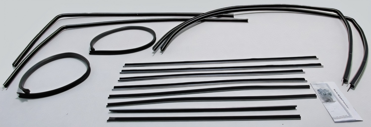 Window Sweeps Felt Kit for 1967-1968 Chevy Impala Bel Air Sedan - Authentic Weatherstrip Seal Kit - Front, Rear, Left & Right
