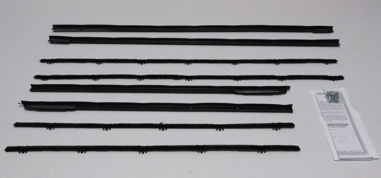 Window Sweeps Felt Kit Belt Line Weatherstrip for 1962-1965 Chevy II Nova Hardtop Front Rear Black - Authentic Quality