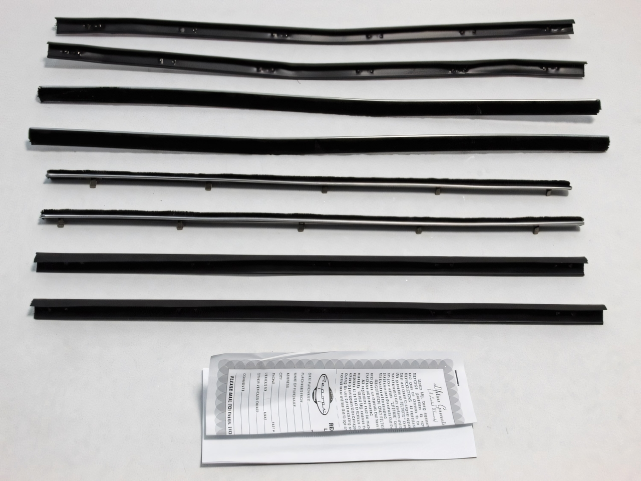 Window Sweeps Felt Kit Belt Line Weatherstrip for 1966-1970 Ford Falcon Sedan - Front Rear Black Authentic Set of 8 Pieces